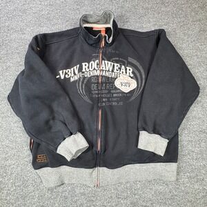 Rocawear Track Jacket Mens 3XL Black Gray Y2K Streetwear Graphic Full Zip